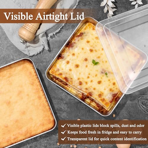 LIANYU 8 x 8 Square Baking Pan with Lid, 8 Inch Stainless Steel Cake Pan - size: 8 x 8 Inch