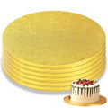 6-Pack Gold Cake Drum Board 12 Inch Circle Full Wrap Edge Cardboard Sheets Grease Proof Foil Stand Thick Disposable Base for Desserts Pastries Display - size: 12''