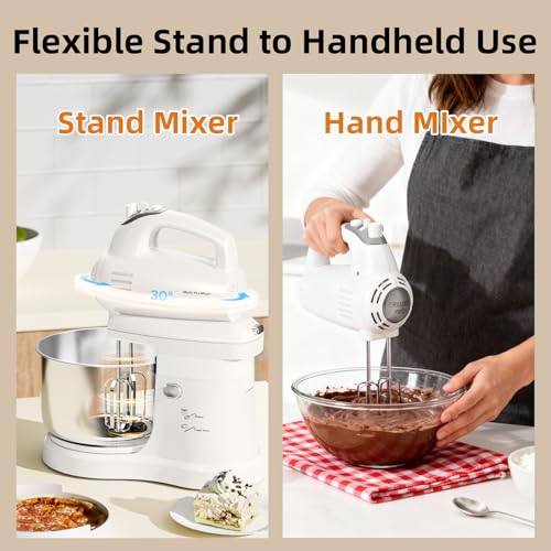 3.2QT 2-in-1 Stand Mixer, White - color: White, size: 3.2QT