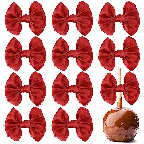 AIMUDI Red Satin Ribbon Twist Tie Bows for Treat Bags 3.5" Red Bows for Crafts Small Bows for Gift Wrapping Premade Bows for Cake Pops Candy Apple Gift Bags Wedding Favors Baby Shower Decor -24 Counts - color: Red