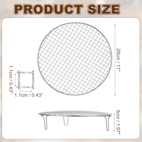 uxcell 11 Inch Round Cooking Rack, Stainless Steel Canning Racks with Legs, Barbecue Mesh Grill for Baking Cooling Steaming Cookware - size: 11 Inch