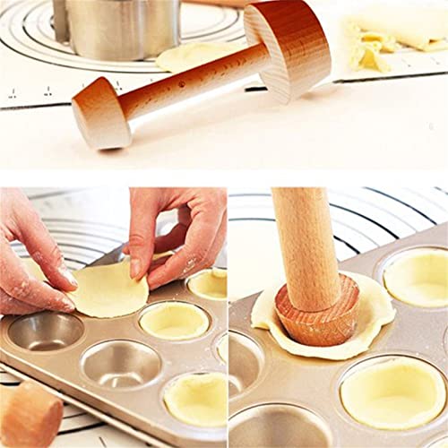 Tart Tamper Pastry Tamper Double Side Wooden Egg Tart Tamper Mold DIY Cake Pastry Pusher for Kitchen Party Baking Tools, Tart and Quiche Pans Accessories
