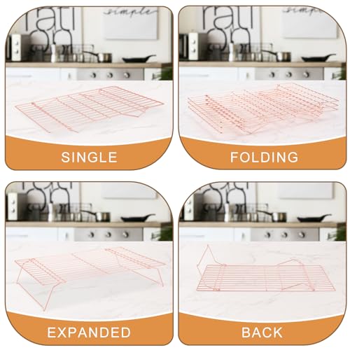Briout Cooling Rack for Cooking Baking 3 Tiers,16"x10" Wire Rack, Rose Gold - color: Rose Gold, size: 16"x10"-3Tier