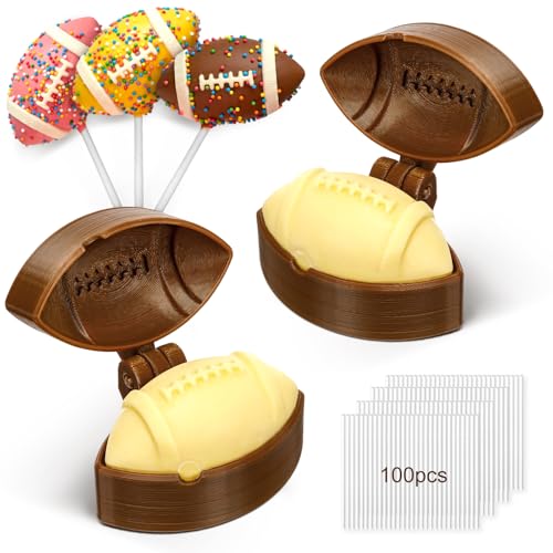 2 Pcs Football Cake Pop Mold with 100 Sticks for Sports Party - style: Football