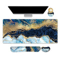 ARTSO Large Gaming Mouse Pad, Keyboard Wrist Rest Pad & Wrist Support Mousepad Set, Stitched Edge, Extended, Non-Slip Base, Memory Foam,Multifunctional Desk Mat 4pcs for Office & Home, Blue Marble - color: Blue Marble