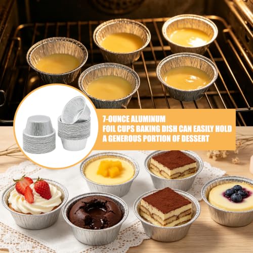 Aluminum Foil Baking Cups 50 Pcs 4 Oz Aluminum Cupcake liners Silver Foil Baking Cups for Muffin Egg Tart Baking Cupcake Pudding Appetize Creme Brulee - size: 4oz