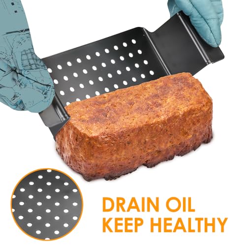 Meatloaf Pan with Drain Tray, Nonstick Baking Loaf Pan with Insert 9 x 5 Inches Loaf Pans for Baking Bread and Meat, 2-Piece Set, Black - color: Black