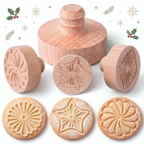 3 Set Pretty Pleated Cookie Stamps, 2.5" Springerle Molds for Baking - style: Pretty Pleated