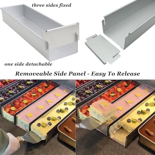 11.81x3.94x2.36in Rectangle Tiramisu Cake Mold Nonstick, Food-Grade Tiramisu Cake Pan Removable, Tiramisu Cake Baking Pan Long Rectangle Cake Pan Detachable Bread Baking Pan Easy Release (2)