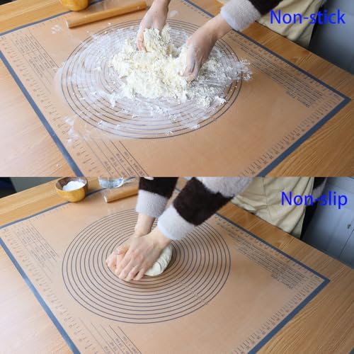 Silicone Pastry Mat 36x24 Inch Nonstick Baking Mat -Perfect for Dough, Pastry, Dough Rolling, Kneading Board, Pie Crust, Fondant, Pasta/Pizza, Kitchen Counter Mat - color: Gray, size: 24"L x 36"W
