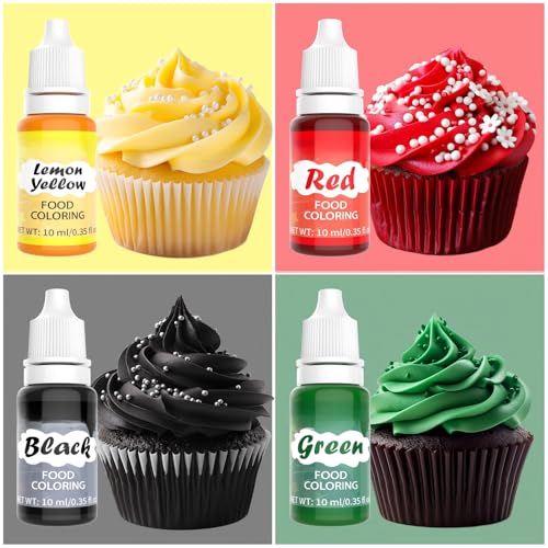 Food Coloring Liquid - 4 Bright Colors Food Dye, 0.35 Fl oz - size: 0.35 Fl Oz (Pack of 4)