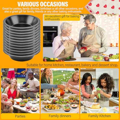 12 Pack 5" Mini Black Tart Pans, Carbon Steel Round Mini Pie Tins