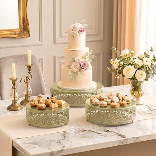 3Pcs Metal Food Risers, Buffet Table Display Stand - color: Gold, size: 3P-Round(8IN to 12 IN)