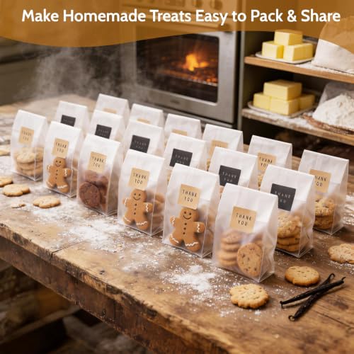 Halloween Treat Bags,100 Pack Cookie Bags with Stickers,9 x 3.4 in - color: Fog Color, size: 9 x 3.3 inches (Pack of 100)