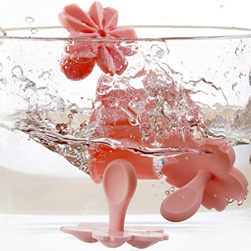 Pastry/Cookie/Fondant Stamper, 2-Inch Press Cookies Mold with 4 Stamps Pink Cherry Blossom Shape Flower Hand Pressure Pastry Tool Fondant Cutters Set for Baking