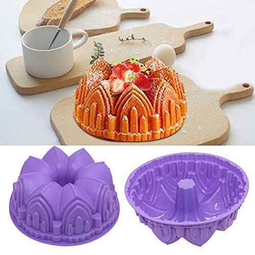 3 Pcs Silicone Cake Bread Baking Molds - Large Swirl, Castle, and Double Flower Shapes for Birthday Party DIY