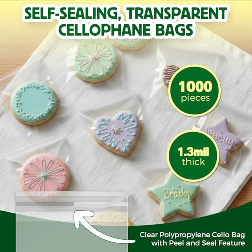 Seal Fresh Self Sealing Cellophane Bags - 3" x 5" (1000 Count) - Clear Plastic Resealable Cello Bag - Cellophane Treat Bags, Cookie Bags for Packaging, Candy bags, Cello Bags, Pastry Bags - size: 3" x 5"