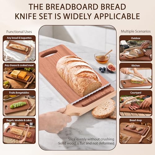 Bread Knife and Cutting Board Kit,with Adjustable Thickness