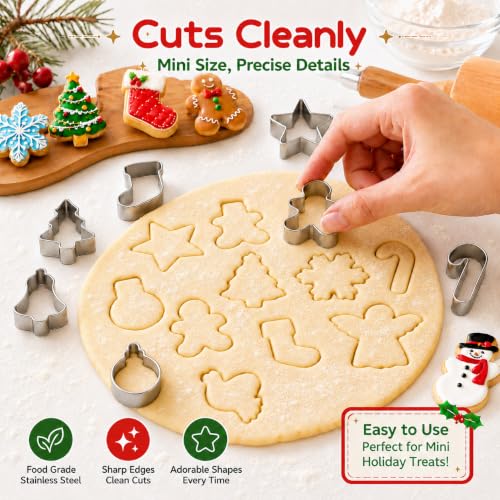 Mini Christmas Cookie Cutters, Metal Holiday Shapes, 15-Piece Set - style: mini christmas cookie cutter set