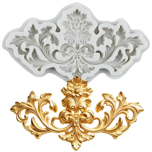 Baroque Curlicues Scroll Relief Lace Border Fondant Silicone Molds - color: Style ZB
