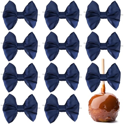 AIMUDI Navy Satin Ribbon Twist Tie Bows for Treat Bags 3.5" Navy Blue Bows for Crafts Small Bows for Gift Wrapping Premade Bows for Cake Pop Candy Apples Gift Bags Wedding Baby Shower -24 Counts - color: Navy Blue
