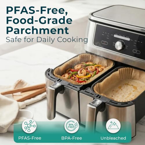 Air Fryer Liners Disposable Large 10.6” Rectangle for 8-12 QT Basket 128 Pcs - size: 10 inch - Rectangle
