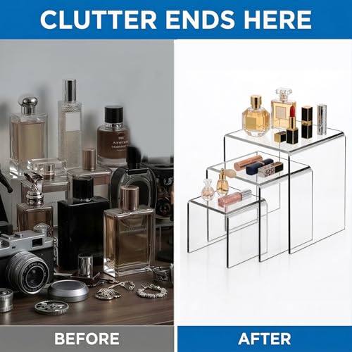 Fixwal 2 Set Clear Acrylic Display Risers Cupcake Stands