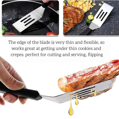 Mini Metal Spatula turner Set, Small Serving Spatula, 2 Pieces Stainless Steel Spatulas Set, Cutter and Serve Turner for Kitchen, Flipping or Cooking for Brownie, Cookie, Pancakes or Cake.