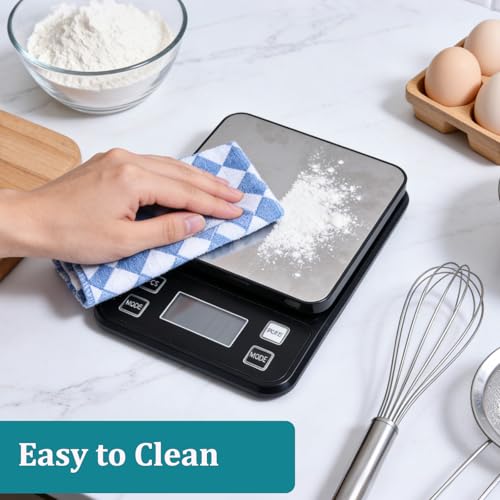 Waterproof Food Scale, 22lb Digital Kitchen Scale with Batteries, 304 Stainless Steel Precision Gram Scale for Baking, Cooking, Meal Prep, Tare Function - size: 0.1g/22 lb Non-rechargeable