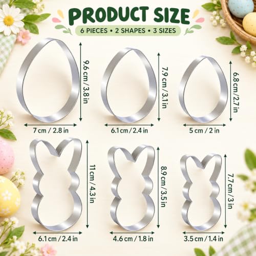 Easter Cookie Cutter Set - 6 Piece Easter Bunny and Egg Cookie Cutters - style: Easter