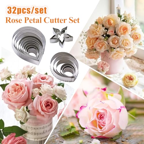 KALAIEN 23pcs/set Rose Petal Cutter Set Gum Paste Fondant Cake Cutters - color: Rose Petal Cutter Set (23pcs)