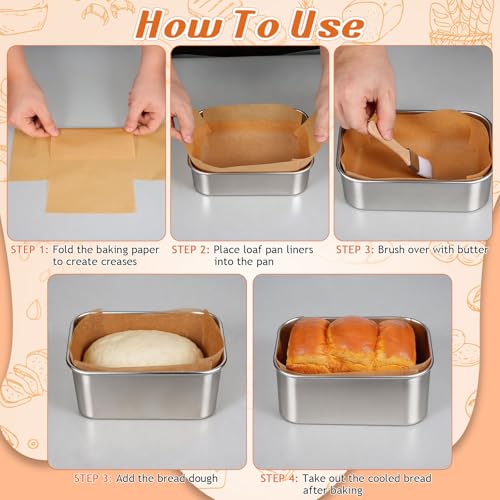 50/100Pcs Mini Loaf Pan Liners for Baking Bread, 6x3in Non-Stick Pre Cut Unbleached Parchment Paper, Disposable Sourdough Loaf Bread Liners for Baking Toast, Cakes, Cookie, Banana, Brown