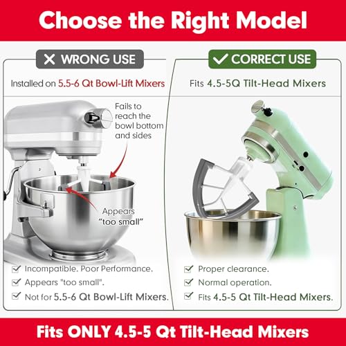 Flex Edge Beater for KitchenAid 4.5-5 Qt Tilt-Head Stand Mixers,Paddle Gray - color: Gray