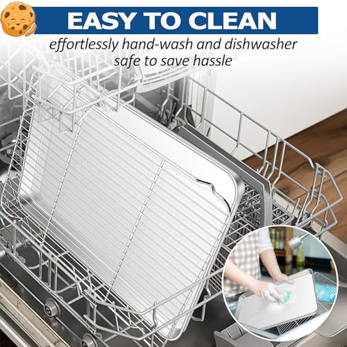 TeamFar Baking Sheet with Cooling Rack Set, 17.6 x 13 x 1 inch - size: 17.6 x 13 x 1inch