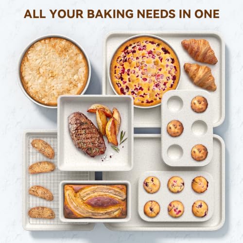 Wildone 13-Piece Baking Pans Set, Nonstick Bakeware Sets, White - color: White