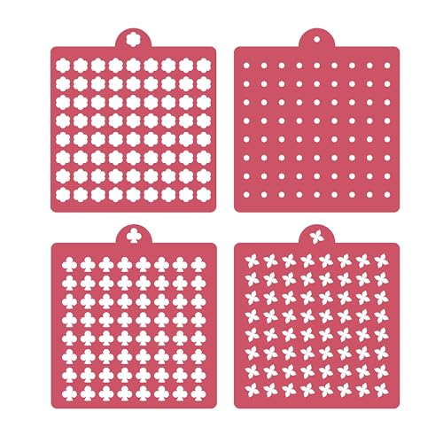 4 Pack Reusable Royal Icing Sprinkle Stencils Gem Glitter Stencils Bakery Stencil Template Set for Cookie Cake and Cupcake,Crafts DIY Tumblers Reusable Glitter & Gem Template Set (Flower) - style: Flower