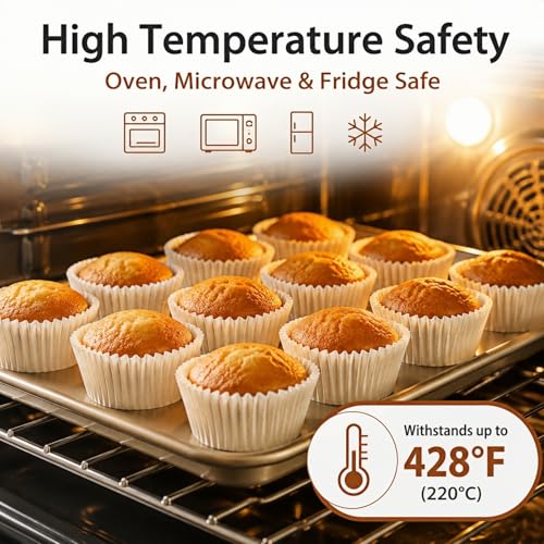 Non-stick 500 Count White Mini Cupcake Liners for Baking, Food-grade Cupcake Wrapper, Greaseproof Parchment Muffin Liners,Baking Cups for Cupcakes, Muffins, Nuts - color: White