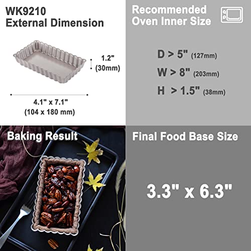 CHEFMADE Rectangular Tart Pan, 7 Inch Non-Stick Quice Pan with Removable Loose Bottom for Oven Bake(Champagne Gold) - size: 4" x 7" Rectangle