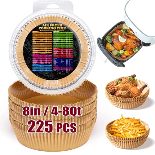 Air Fryer Liners for Ninja, 4qt Airfryer Liners Round for Ninja AF101/ AF150AMZ / AF161 Max XL Air Fryer, Air Fryer Paper Liners for 4-8QT Basket, Non-stick Air Fryer Parchment Paper Liners, 225PCS - size: Round-8"