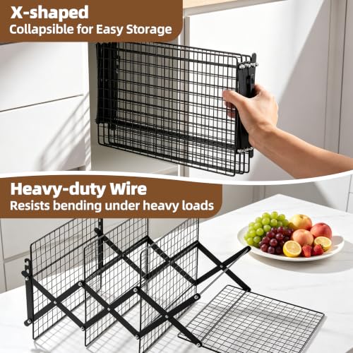 LIANYU 4-Tier Cooling Rack for Baking & Cooking, Collapsible & Space-Saving - color: Black