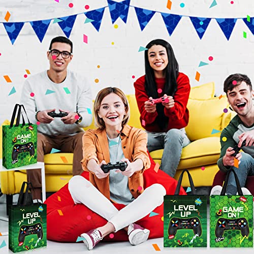 Sweetude 30 Pcs Video Game Gift Bag with Handle Game Party, Green - style: Green