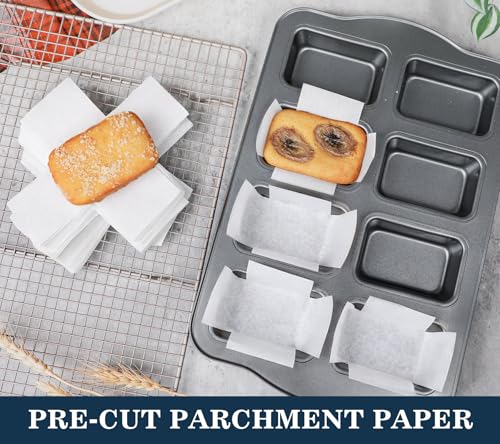 Webake 300pcs Unbleached Parchment Paper Mini Loaf Pan Liners Compatible with Wilton Mini Loaf Pan, Original Precut, Non Toxic Baking Papers for Banana Breads - color: White 3x2