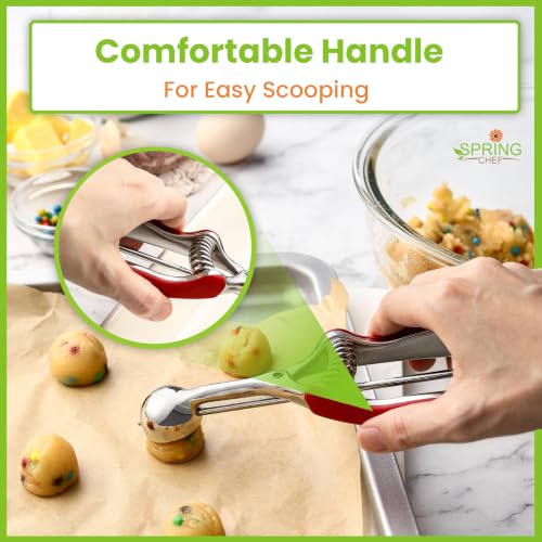 Spring Chef Extra Small Stainless Steel Melon Baller Scoop, #100, Red - color: Red, size: #100 - X-Small - 0.6 Tbsp