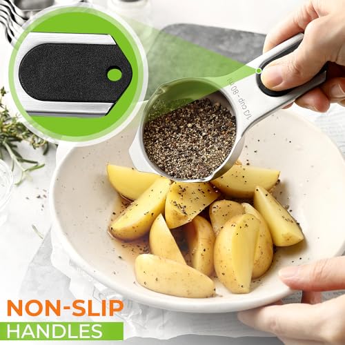 Spring Chef Magnetic Stainless Steel Measuring Cups Set of 7 Patented Black - color: Black