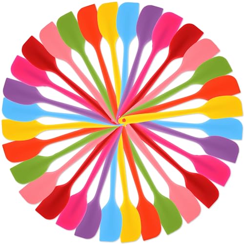 32 Pack Mini Silicone Spatulas Bulk 8.3 Inch Small Silicone Spatula Set Heat Resistant Seamless Flexible Scraper for Baking Cooking Mixing, 8 Colors