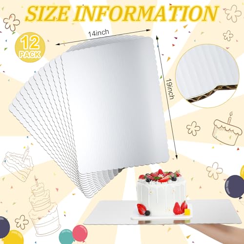 Skyygemm 12 Pack Rectangle Cake Boards 19 x 14 Inch Scalloped, Silver - color: Silver, size: 19 x 14 Inch