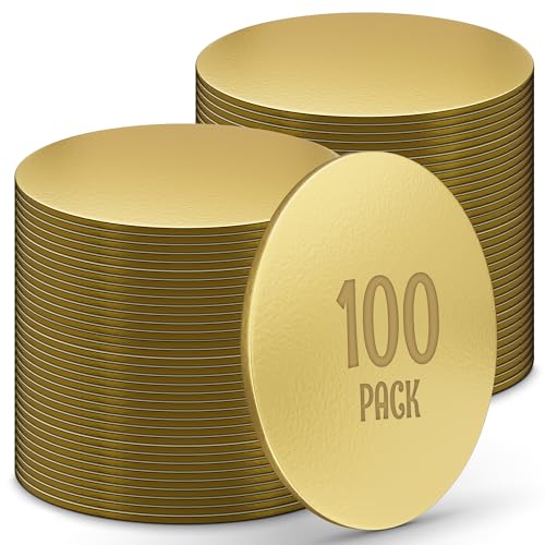 O'CREME Mini Cake Boards 3.25 Inch Round Gold Foil 100 Count - color: Gold, size: 3-1/4 Inch