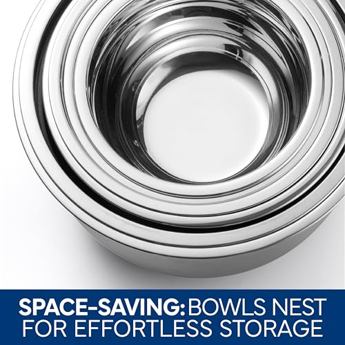 COOK WITH COLOR Stainless Steel Mixing Bowls Set with Lids - Nesting Bowls with Non-Slip Bottom, Blue, 12 Pieces - color: Blue, size: 12 Pieces