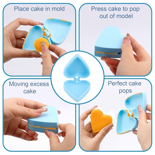 Heart Cake Pop Maker, Blue Plastic Cake Pop Heart Maker - style: Heart