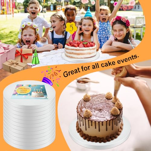 12 PCS Cake Drums 12 Inch Round, 1/2 Inch Thick Cake Boards, Food-Grade White Cardboard Cake Bases for Layer Cakes, Weddings, Birthdays & Bakery Use - size: 12 Pieces 12 inch